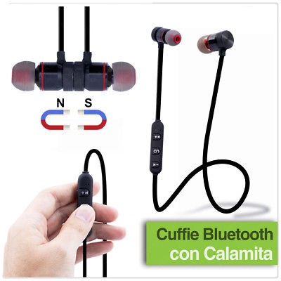 Auricolare sport wireless bluetooth con calamita