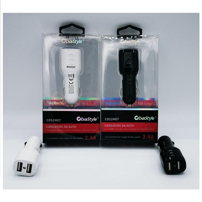 Caricabatterie per auto USB 2.4A 2 porte USB